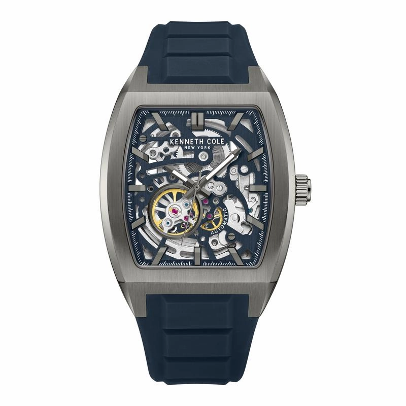 Kenneth Cole Gents Blue Silicone Strap Automatic Watch KCWGZ0063801