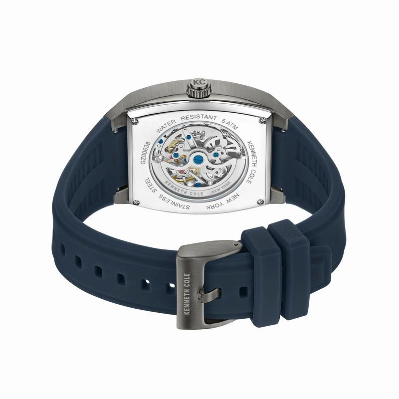 Kenneth Cole Gents Blue Silicone Strap Automatic Watch KCWGZ0063801