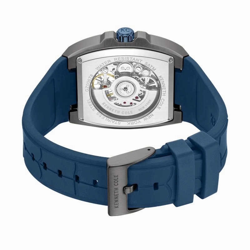Kenneth Cole Gents Blue Silicone Strap Automatic Watch KCWGZ0067801