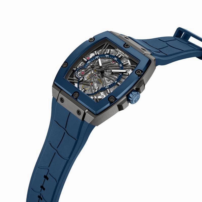 Kenneth Cole Gents Blue Silicone Strap Automatic Watch KCWGZ0067801