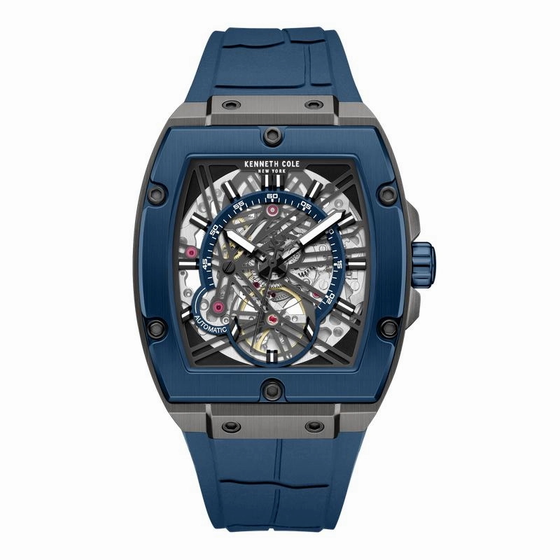 Kenneth Cole Gents Blue Silicone Strap Automatic Watch KCWGZ0067801