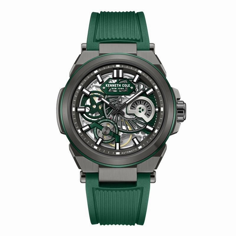 Kenneth Cole Gents Green Silicone Strap Automatic Watch KCWGZ0065603