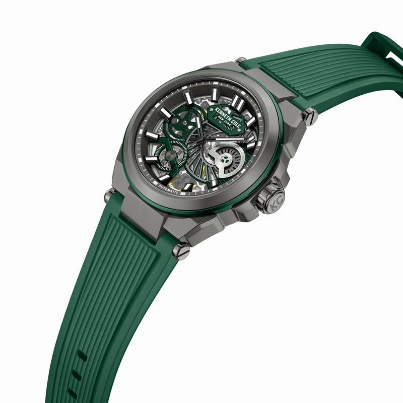 Kenneth Cole Gents Green Silicone Strap Automatic Watch KCWGZ0065603