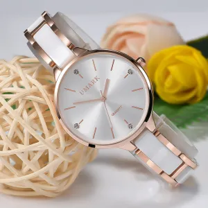 Ladies Ceramic Diamonds Waterproof Quartz Watch 