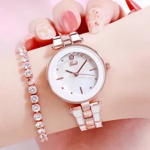 Ladies Watch Korean Style Trendy Student White Quartz 