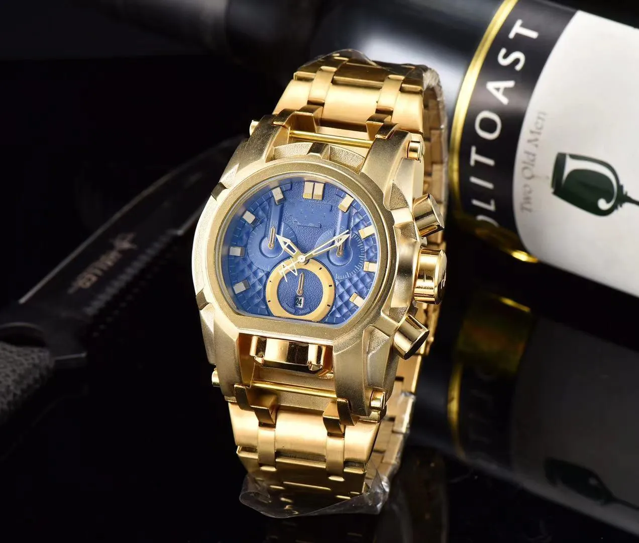 Large Dial Steel Strap Quartz Mens 