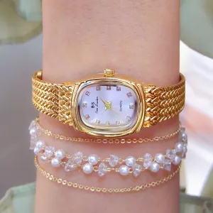 Light Luxury INS Wheat Table Simple Temperament Small Golden Watch 