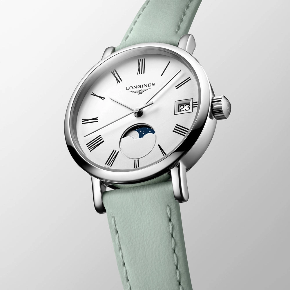 Longines Elegant Collection 30mm White Dial Moon Phase Quartz Ladies Watch L4.330.4.11.0