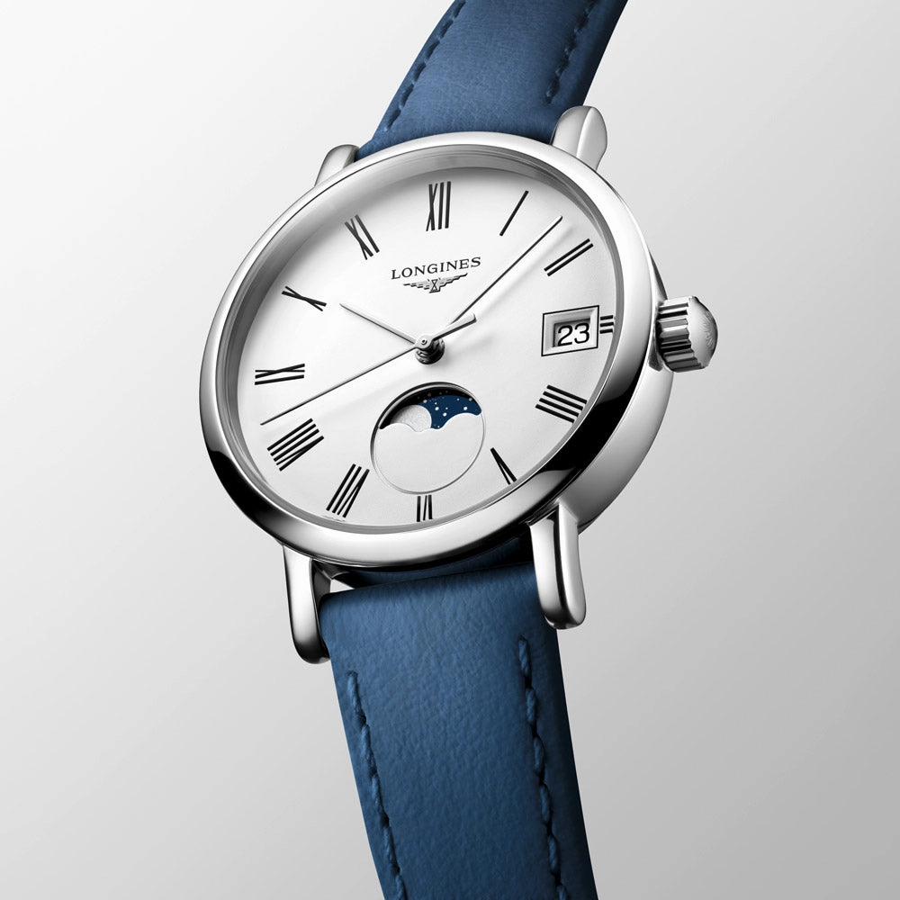 Longines Elegant Collection 30mm White Dial Moon Phase Quartz Ladies Watch L4.330.4.11.2