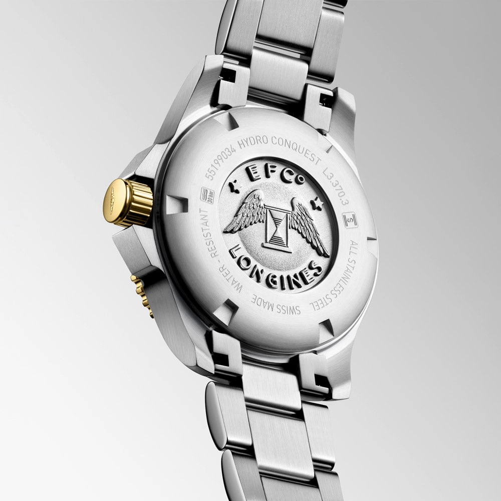 Longines HydroConquest 32mm MOP Diamond Dot Dial Yellow PVD Steel Quartz Ladies Watch L3.370.3.87.6