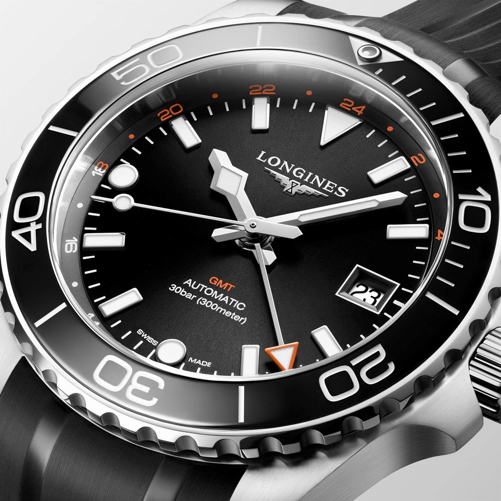 Longines HydroConquest GMT 41mm Black Dial Automatic Gents Watch L3.790.4.56.9
