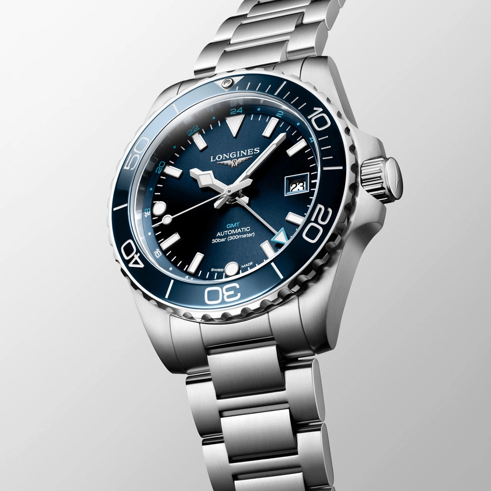 Longines HydroConquest GMT 41mm Blue Dial Automatic Gents Watch L3.790.4.96.6