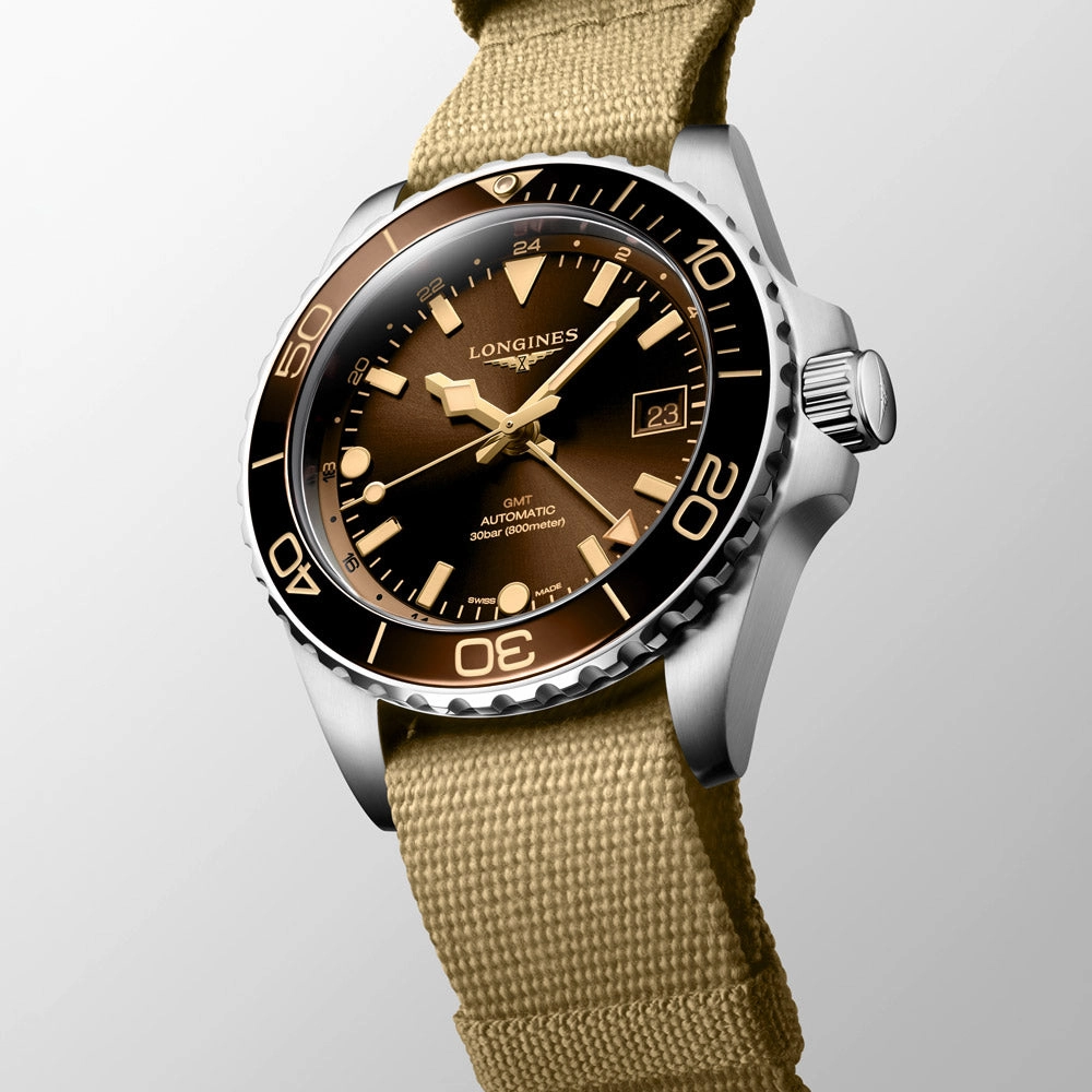 Longines HydroConquest GMT 41mm Brown Dial Automatic Gents Watch L3.790.4.66.2