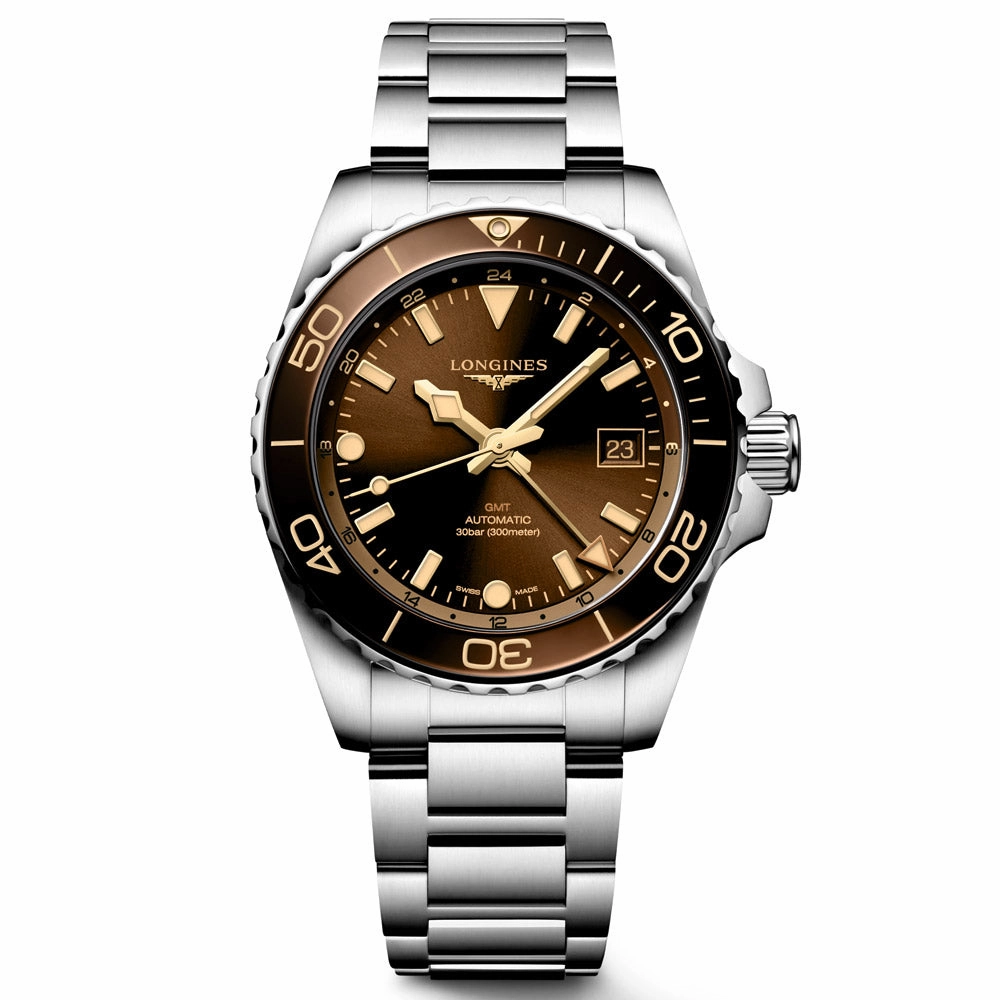 Longines HydroConquest GMT 41mm Brown Dial Automatic Gents Watch L3.790.4.66.6