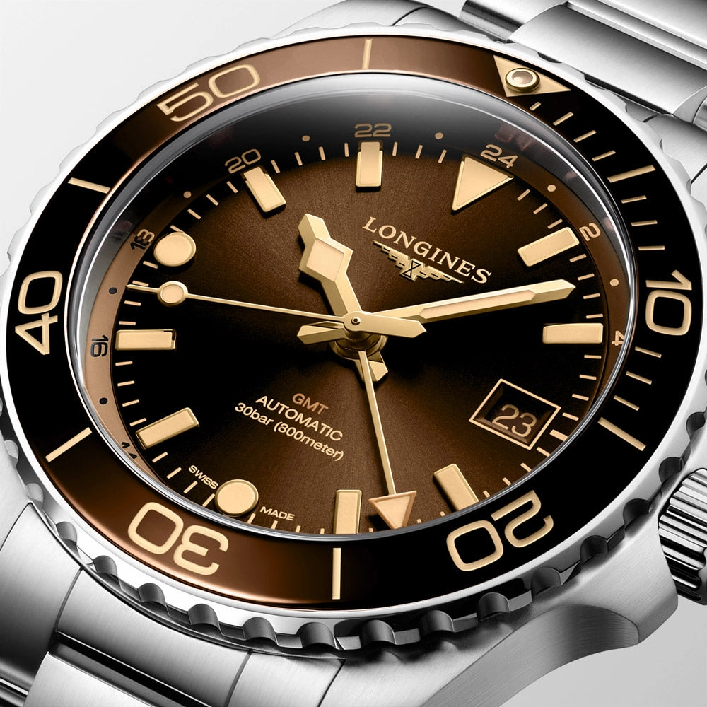 Longines HydroConquest GMT 41mm Brown Dial Automatic Gents Watch L3.790.4.66.6