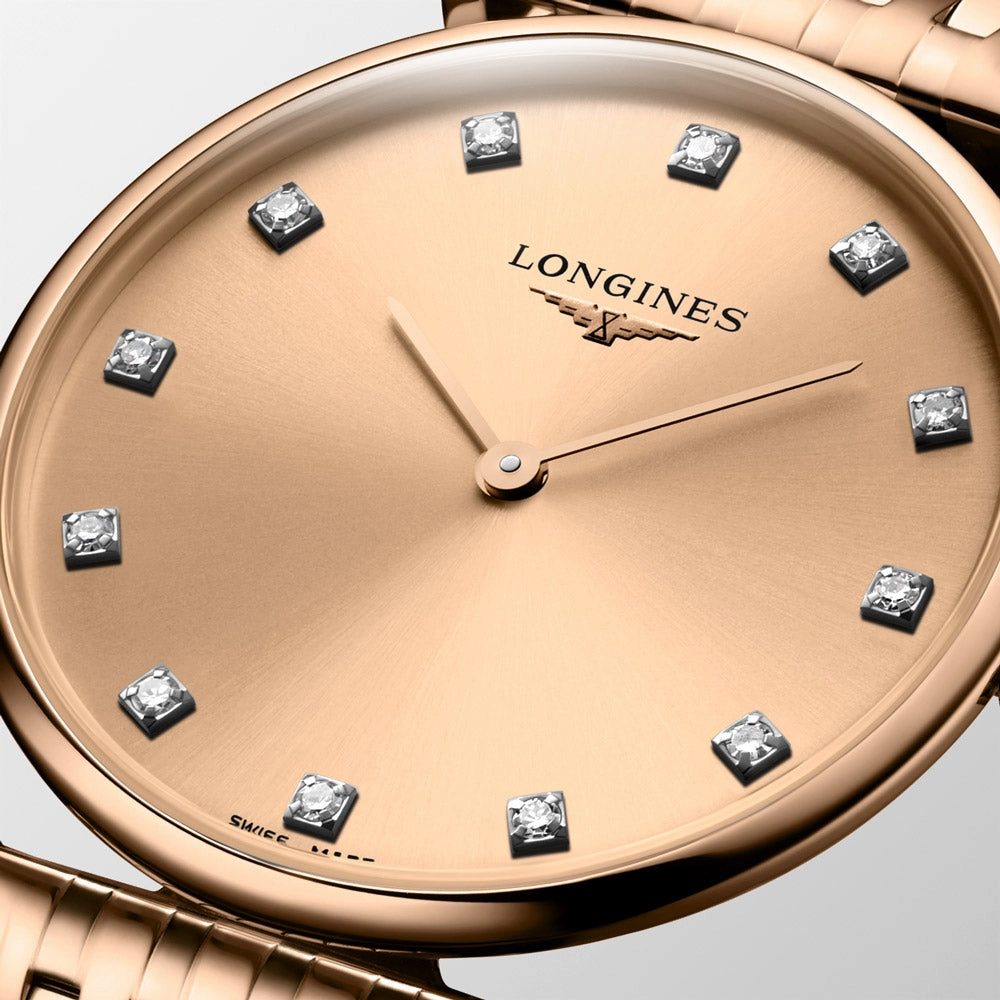 Longines La Grande Classique 29mm Rose Dial Rose PVD Steel Diamond Ladies Quartz Watch L4.512.1.90.8