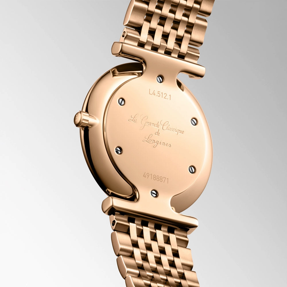 Longines La Grande Classique 29mm Rose Dial Rose PVD Steel Diamond Ladies Quartz Watch L4.512.1.90.8