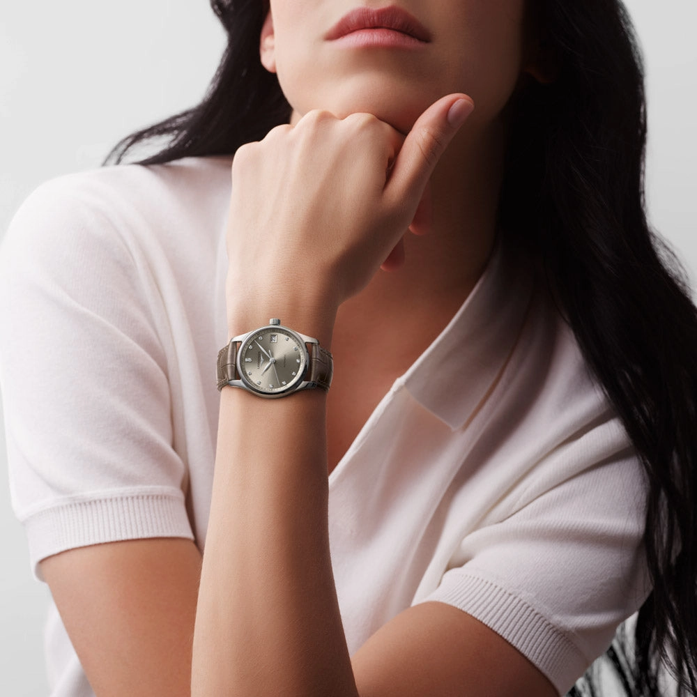 Longines Master Collection 34mm Beige Dial Diamond Automatic Ladies Watch L2.357.4.07.2