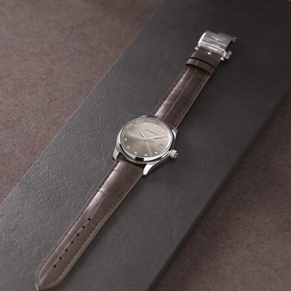 Longines Master Collection 34mm Beige Dial Diamond Automatic Ladies Watch L2.357.4.07.2