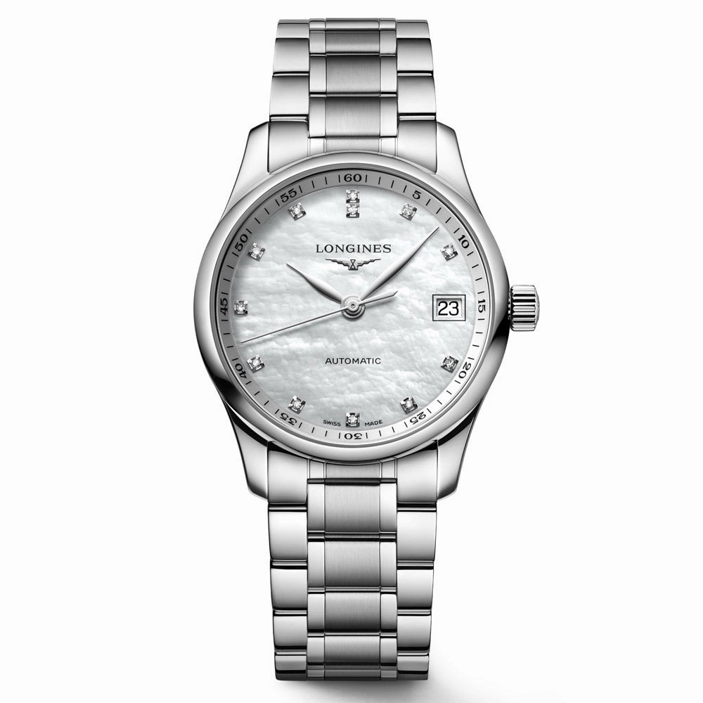 Longines Master Collection 34mm MOP Diamond Dot Dial Automatic Ladies Watch L2.357.4.87.6