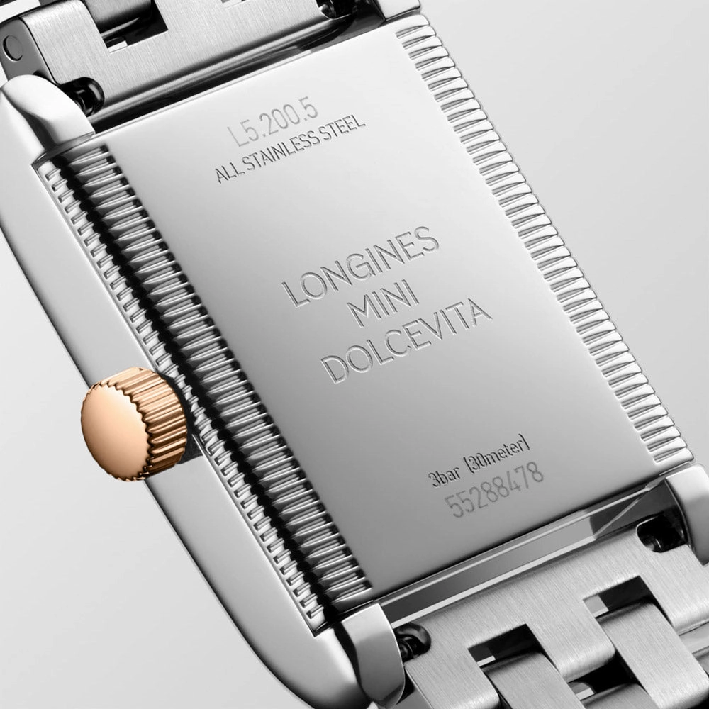 Longines Mini DolceVita Silver Dial Steel and 18ct Pink Gold Ladies Quartz Watch L5.200.5.71.7