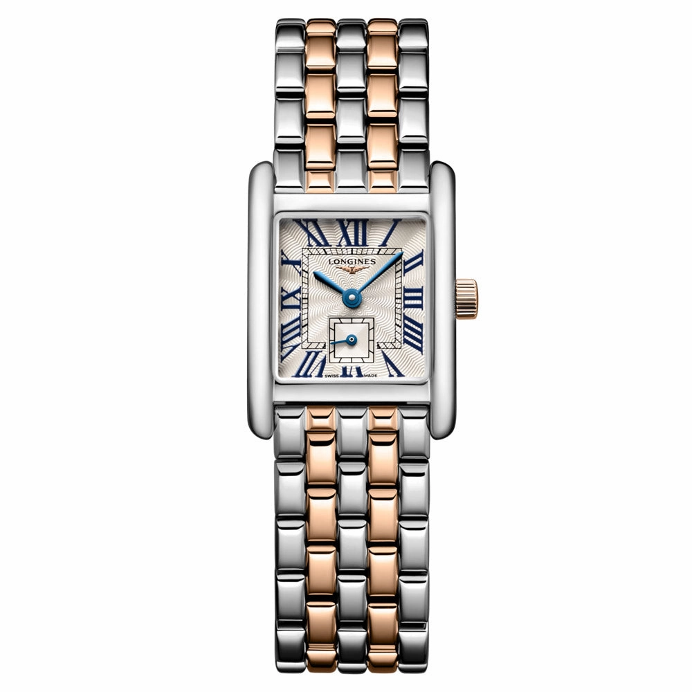 Longines Mini DolceVita Silver Dial Steel and 18ct Pink Gold Ladies Quartz Watch L5.200.5.71.7
