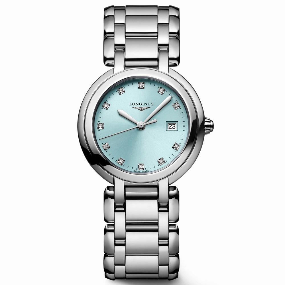 Longines PrimaLuna 30mm Blue Dial Diamond Ladies Quartz Watch L8.122.4.90.6