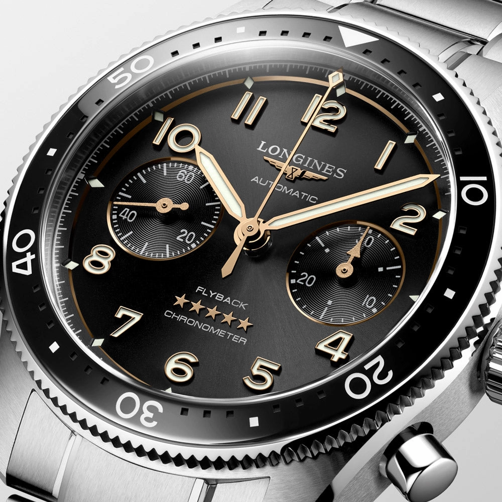 Longines Spirit 42mm Black Dial Automatic Chronograph Gents Watch L3.821.4.53.6
