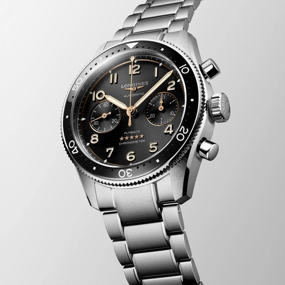 Longines Spirit 42mm Black Dial Automatic Chronograph Gents Watch L3.821.4.53.6
