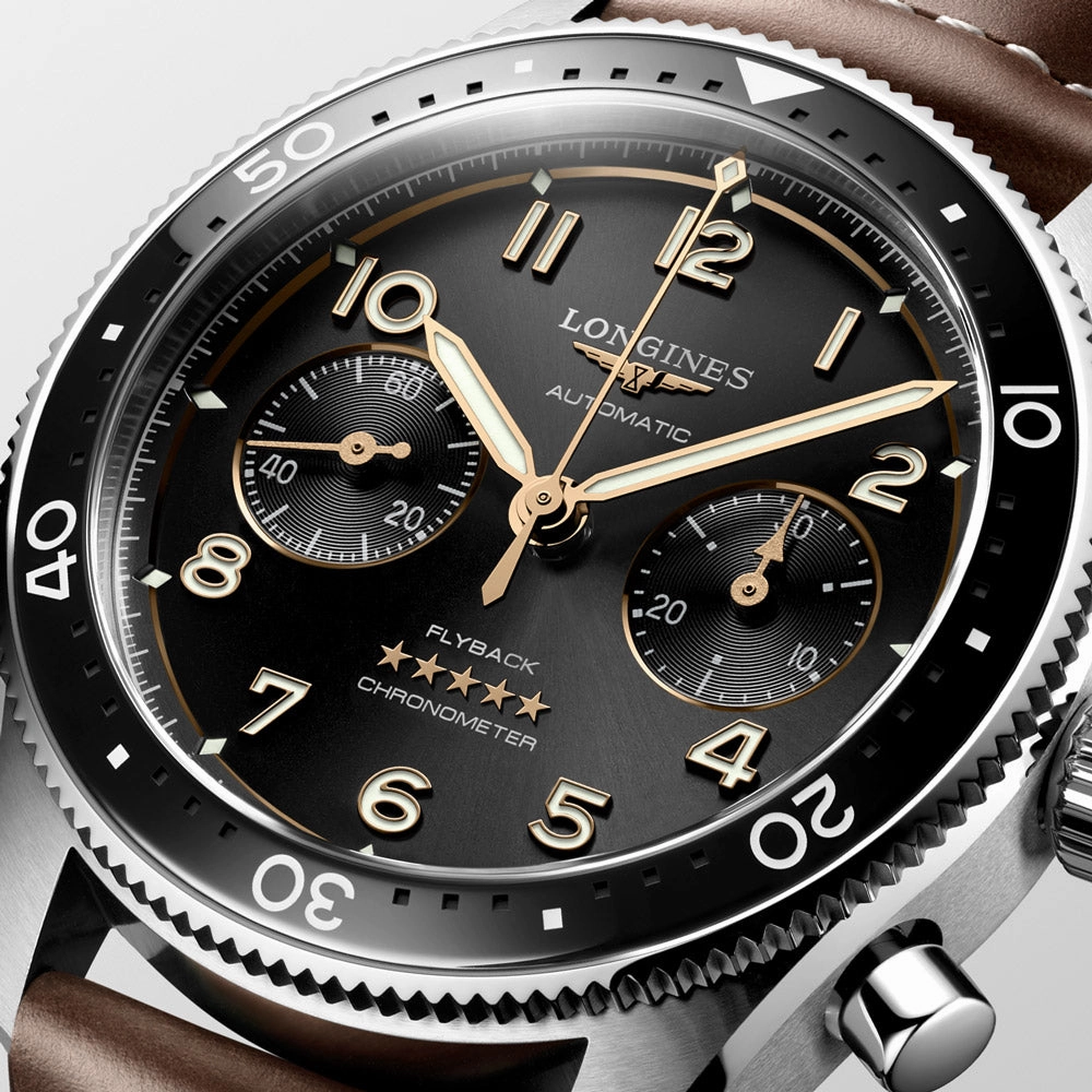 Longines Spirit Flyback 42mm Black Dial Automatic Chronograph Gents Watch L3.821.4.53.2
