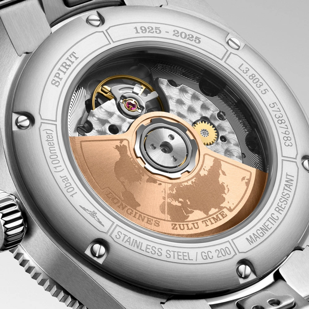 Longines Spirit Zulu Time 1925 GMT 39mm Black Dial Steel and 18ct Pink Gold Cap Automatic Watch L3.803.5.53.6