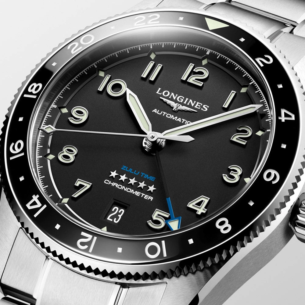 Longines Spirit Zulu Time GMT 39mm Black Dial Automatic Watch L3.802.4.53.6
