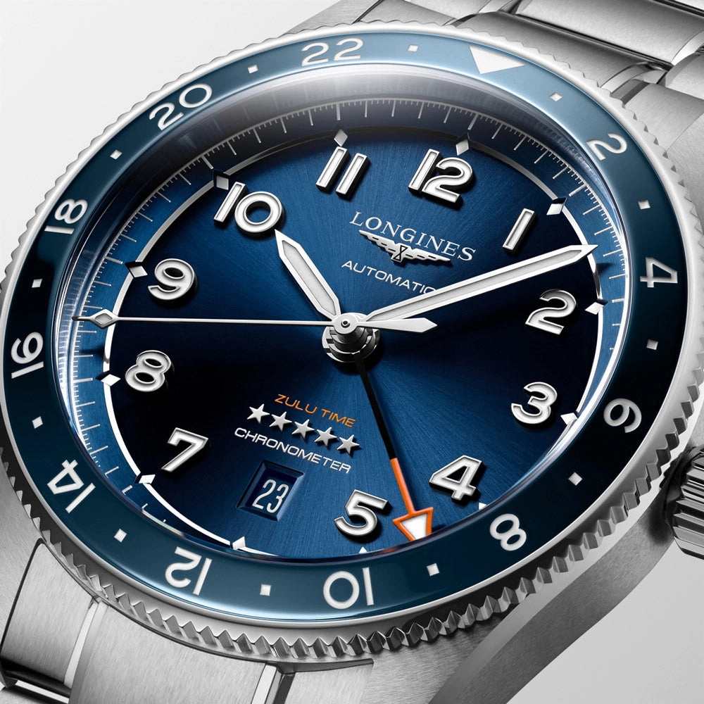 Longines Spirit Zulu Time GMT 42mm Blue Dial Automatic Gents Watch L3.812.4.93.6