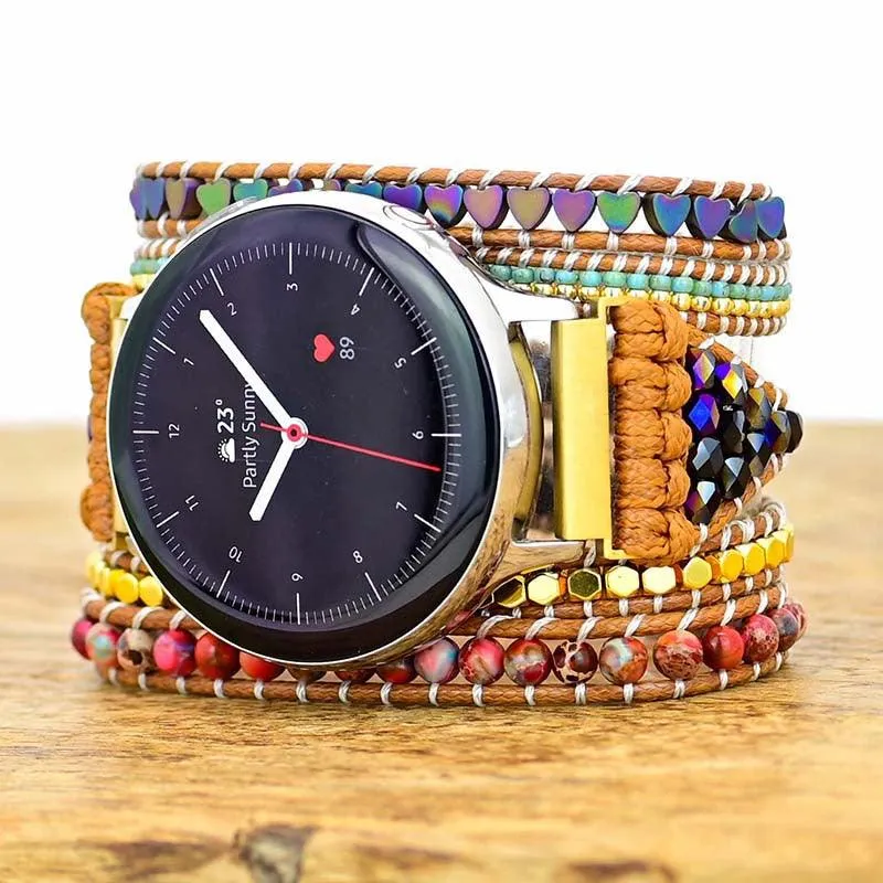 Love Black Gallstone Emperor Stone Rice Bead Woven Watch Strap