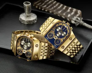 Luminous Men's Watch Steel Band Casual Gold 
