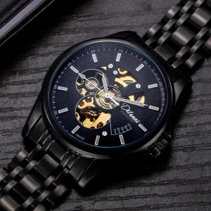 Mechanical Fully Automatic Fashion Hipster Luxury Steel Belt Watch 