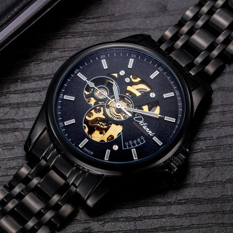 Mechanical Fully Automatic Fashion Hipster Luxury Steel Belt Watch 