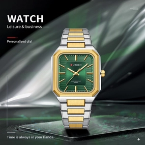 Men's Fashion Steel Band Business Square Quartz Watch 
