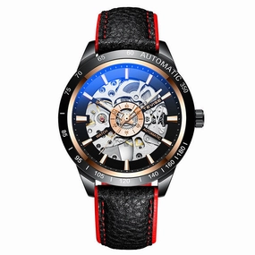 Men's Leather Hollow Mechanical Watch 