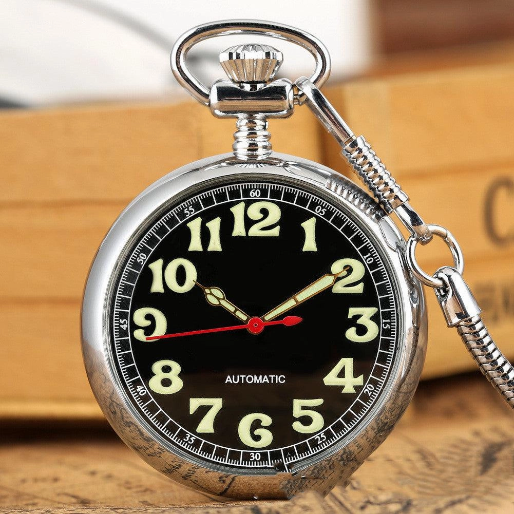 Men's Retro Luminous Digital Face Manual Manipulator Snake Chain Pocket Watch