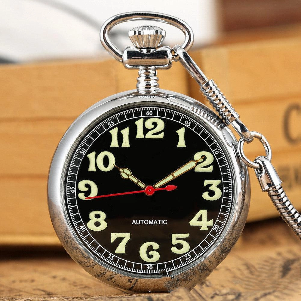 Men's Retro Luminous Digital Face Manual Manipulator Snake Chain Pocket Watch