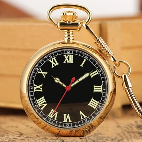 Men's Retro Luminous Digital Face Manual Manipulator Snake Chain Pocket Watch 