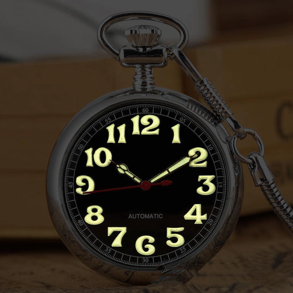 Men's Retro Luminous Digital Face Manual Manipulator Snake Chain Pocket Watch