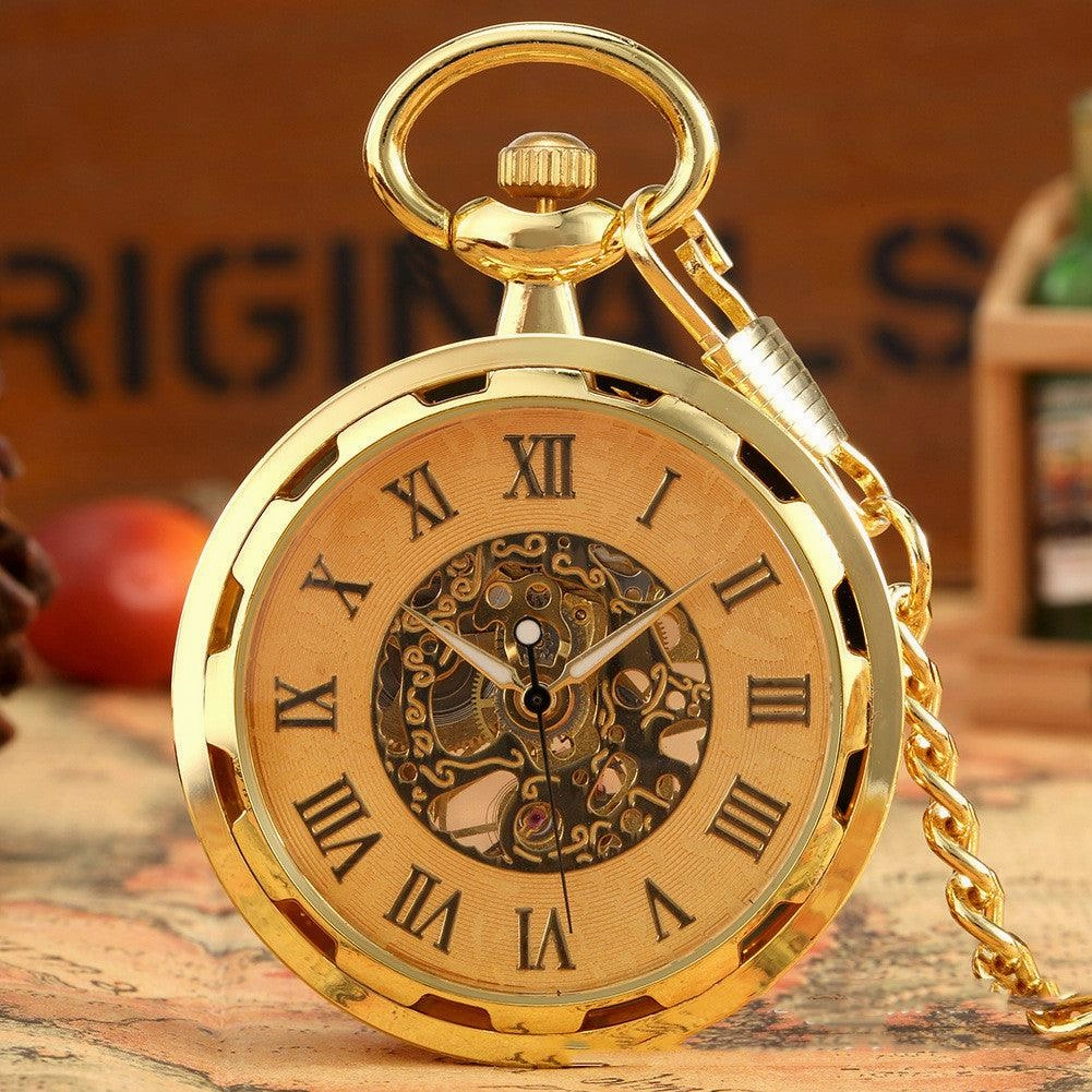 Men's Retro Skeleton Casual Simple Mechanical Pocket Watch