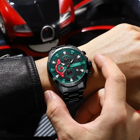 Men's Six Hands Steel Band Quartz Watch 