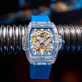 Men's Skeleton Automatic Mechanical Silicone Watch 