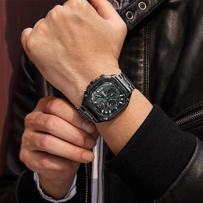 Men's Square Steel Strap Butterfly Buckle Luminous Waterproof Multi-function Watch 