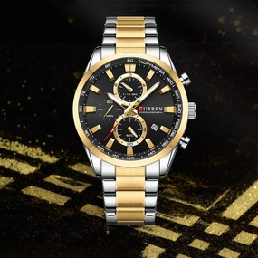 Men's Steel Belt Six-pin Chronograph Quartz Watch 