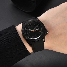 Men's Three-pin Multi-functional Silicone Band Quartz Watch 