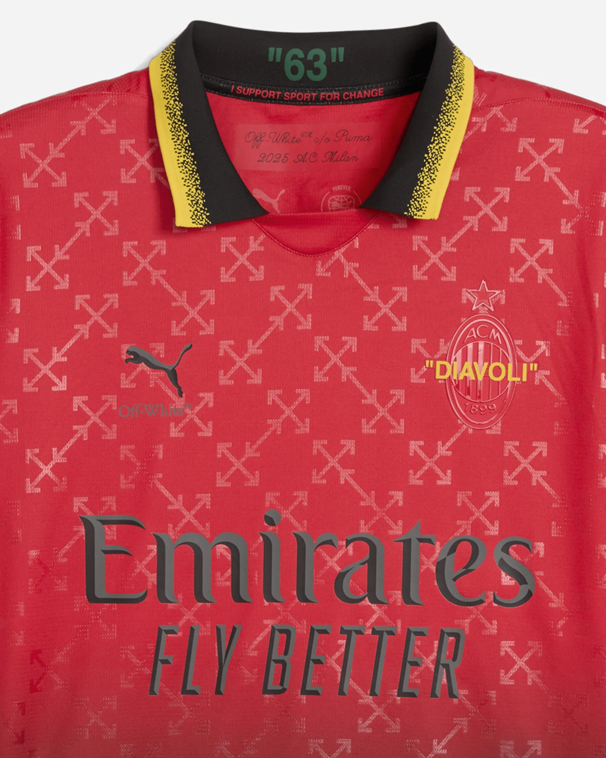 Men's AC Milan x Off-White Replica Jersey Red / Black